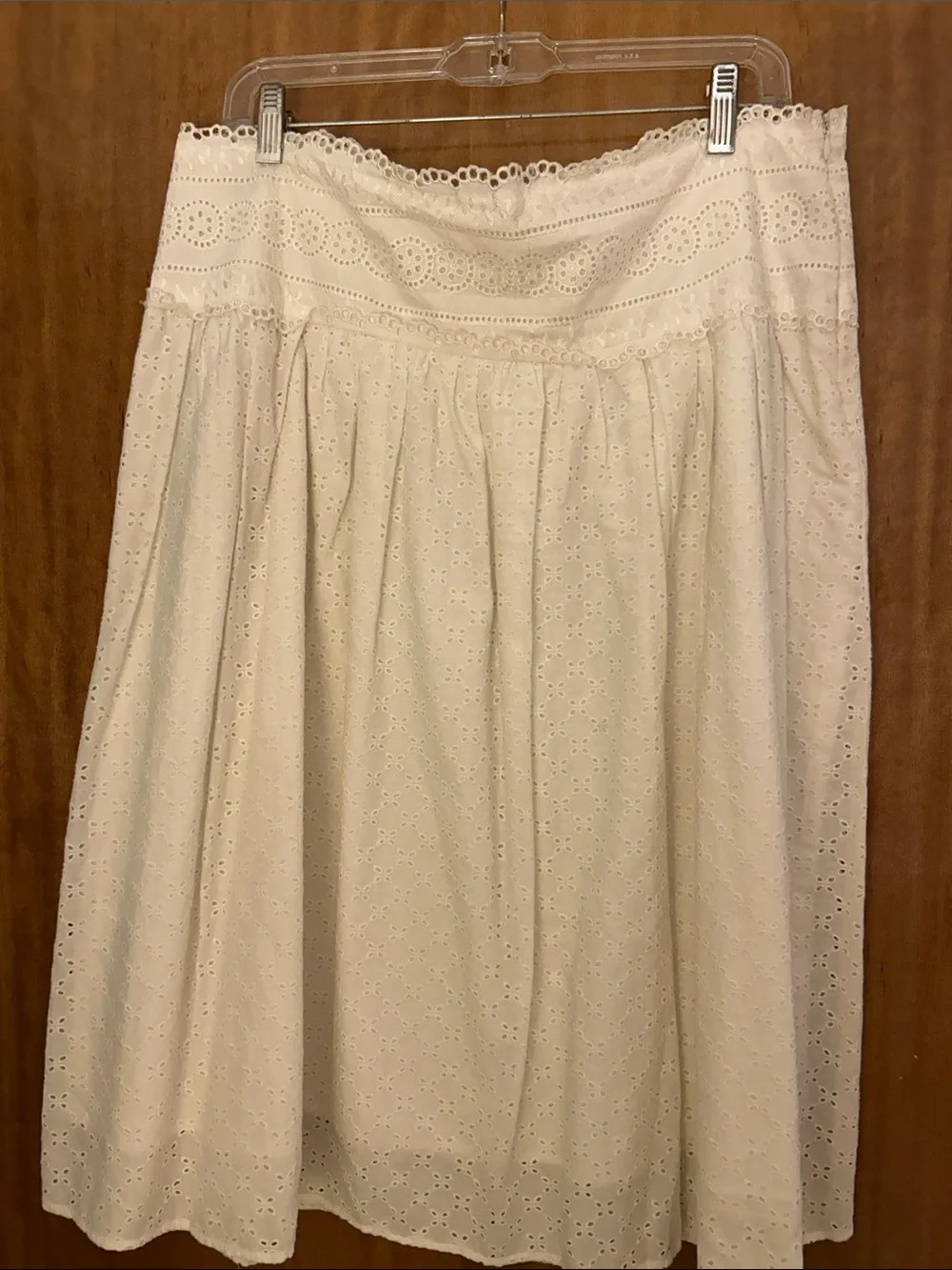 Women's white Lace Midi Skirt - Classic Feminine Style. Large
